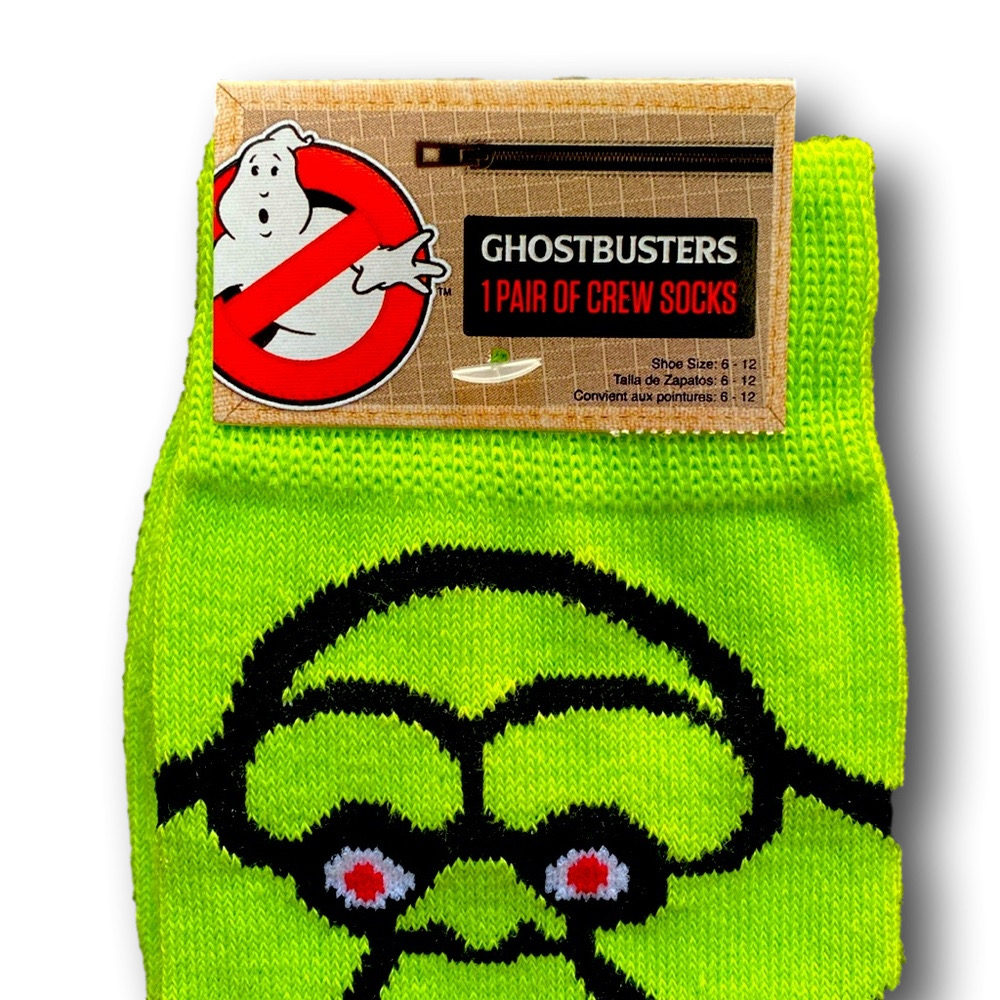 3/$20 Ghostbusters Slimer Funny Novelty Crew Socks - NWT - Picture 2 of 3